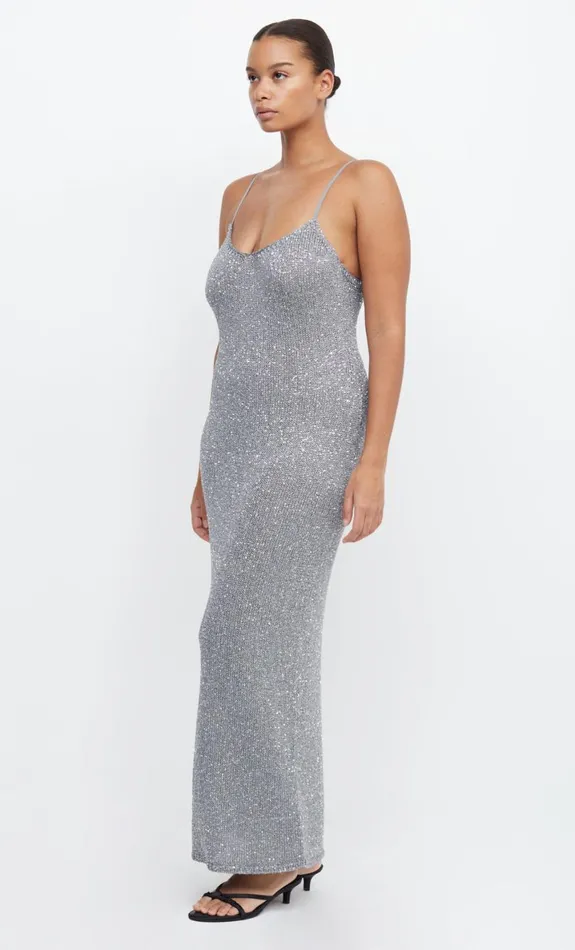 Bec Bridge SADIE SEQUIN KNIT SLIP DRESS 8211 CHARCOAL Women Maxi Dresses