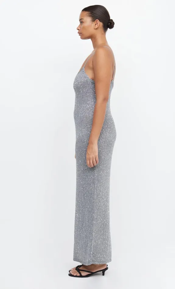 Bec Bridge SADIE SEQUIN KNIT SLIP DRESS 8211 CHARCOAL Women Maxi Dresses