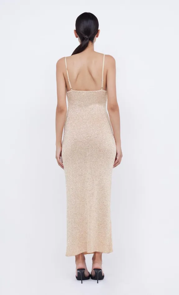 Bec Bridge SADIE SEQUIN KNIT SLIP DRESS 8211 GOLD Women Wedding Guest