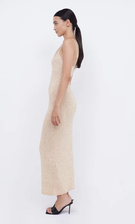 Bec Bridge SADIE SEQUIN KNIT SLIP DRESS 8211 GOLD Women Wedding Guest