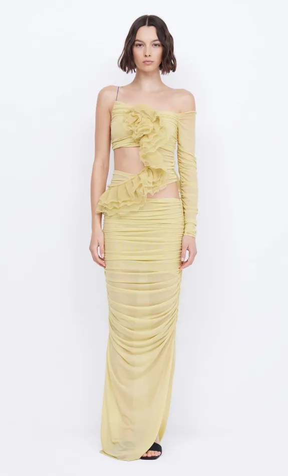 Bec Bridge SPIRAL CRUSH ASYM MAXI 8211 CITRUS Women Maxi Dresses