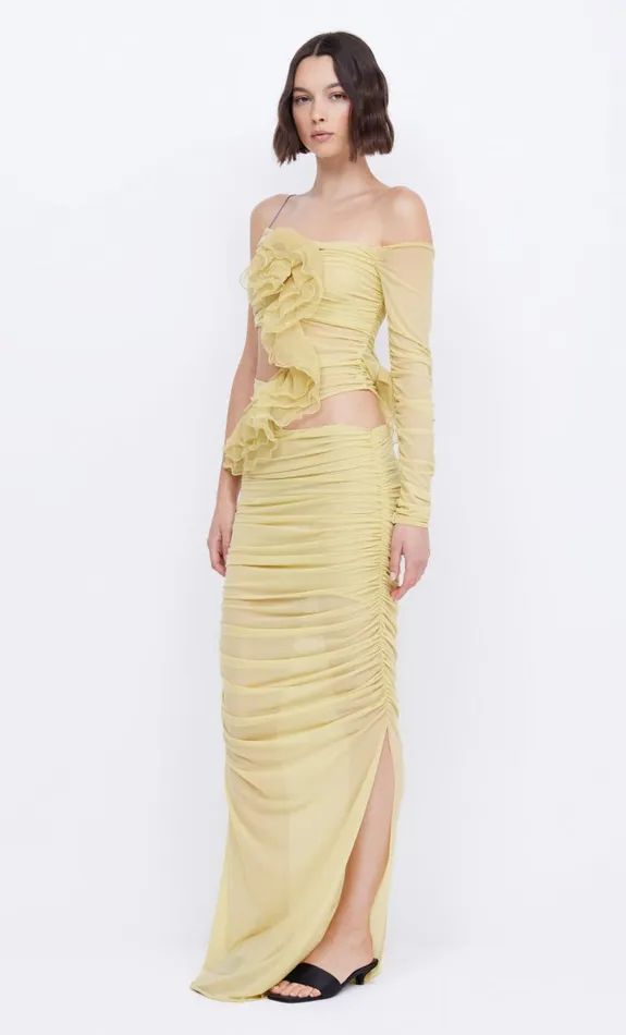 Bec Bridge SPIRAL CRUSH ASYM MAXI 8211 CITRUS Women Maxi Dresses