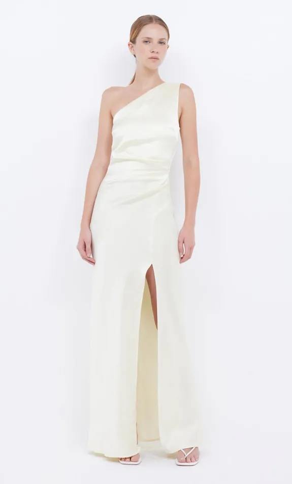Bec Bridge THE DREAMER ASYM DRESS 8211 ICE YELLOW Women Maxi Dresses