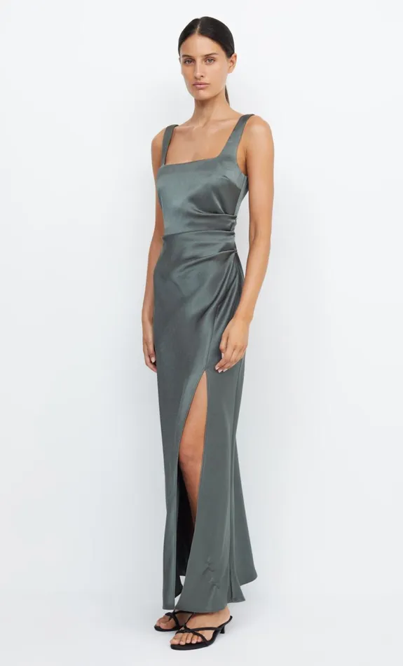 Bec Bridge THE DREAMER SQUARE NECK DRESS 8211 DARK WILLOW Women Bridesmaid Dresses
