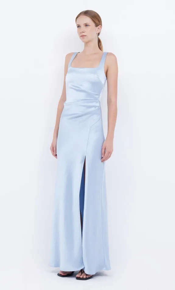 Bec Bridge THE DREAMER SQUARE NECK DRESS 8211 DUSTY BLUE Women Maxi Dresses