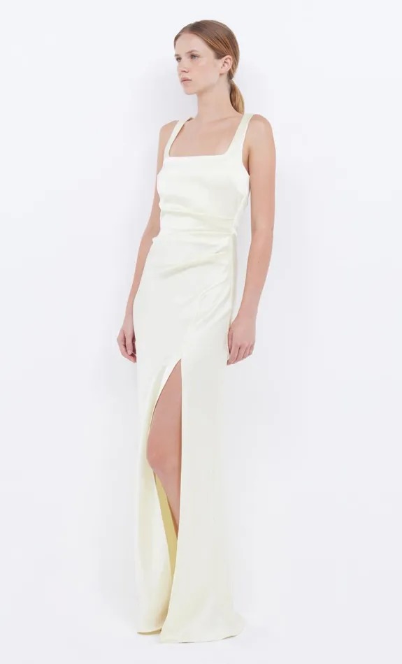 Bec Bridge THE DREAMER SQUARE NECK DRESS 8211 ICE YELLOW Women Wedding Guest