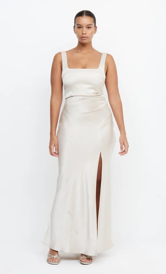 Bec Bridge THE DREAMER SQUARE NECK DRESS 8211 SAND Women Bridesmaid Dresses