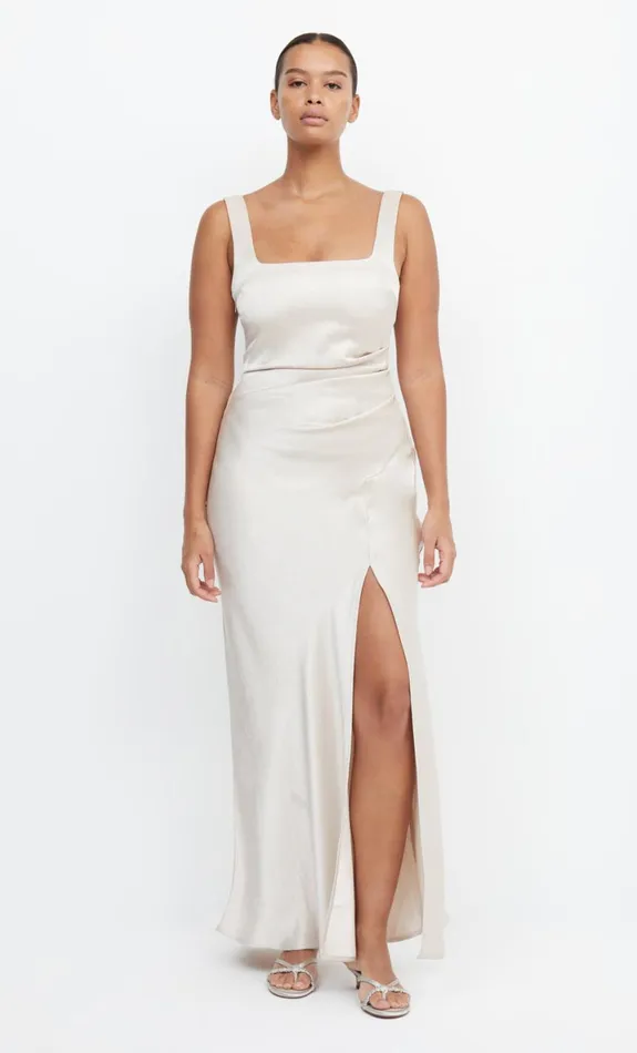 Bec Bridge THE DREAMER SQUARE NECK DRESS 8211 SAND Women Bridesmaid Dresses