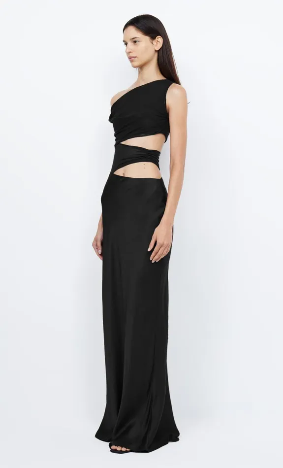 Bec Bridge WHORL ASYM DRESS 8211 BLACK Women Prom Dresses