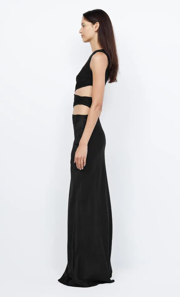 Bec Bridge WHORL ASYM DRESS 8211 BLACK Women Prom Dresses