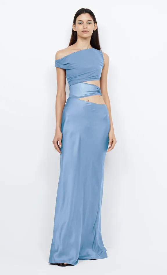 Bec Bridge WHORL ASYM DRESS 8211 MERIDIAN BLUE Women Maxi Dresses