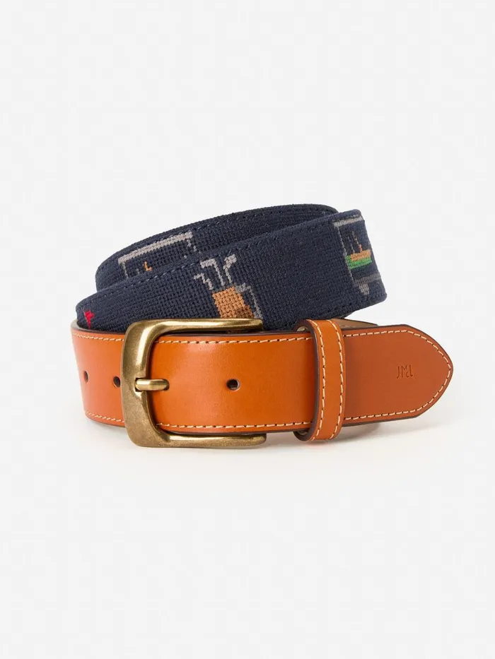 Belts Men JMcLaughlin Needlepoint Belt In Golf Navy