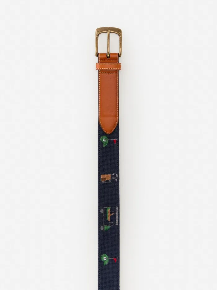 Belts Men JMcLaughlin Needlepoint Belt In Golf Navy Belts Men JMcLaughlin Needlepoint Belt In Golf Navy