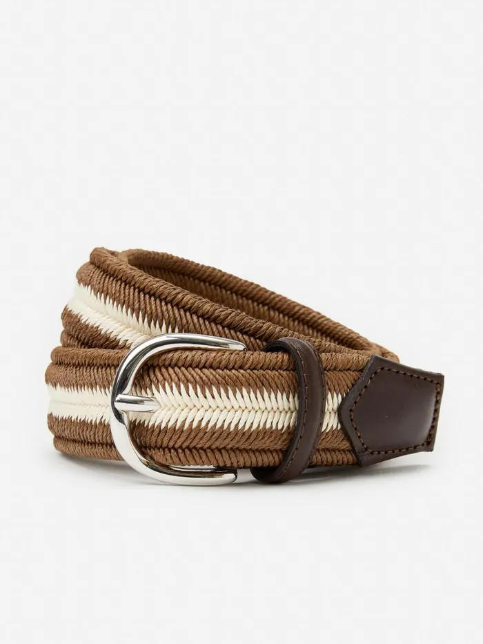 Belts Men JMcLaughlin Ray Belt In Stripe Brownoff White