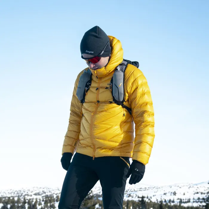Bergans Of Norway Down Jackets Y Lightline Weightless Down Jacket Hood Mango Yellow 8211 Men