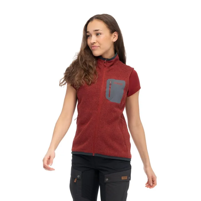 Bergans Of Norway Fleece Kamphaug Knitted Vest Chianti Red 8211 Women