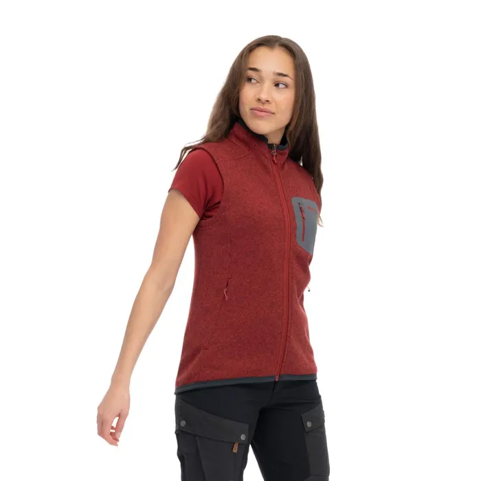 Bergans Of Norway Fleece Kamphaug Knitted Vest Chianti Red 8211 Women