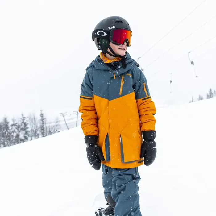 Bergans Of Norway Insulated Jackets Knyken Insulated Youth Jacket Cloudberry Yellow Orion Blue 8211 Kids