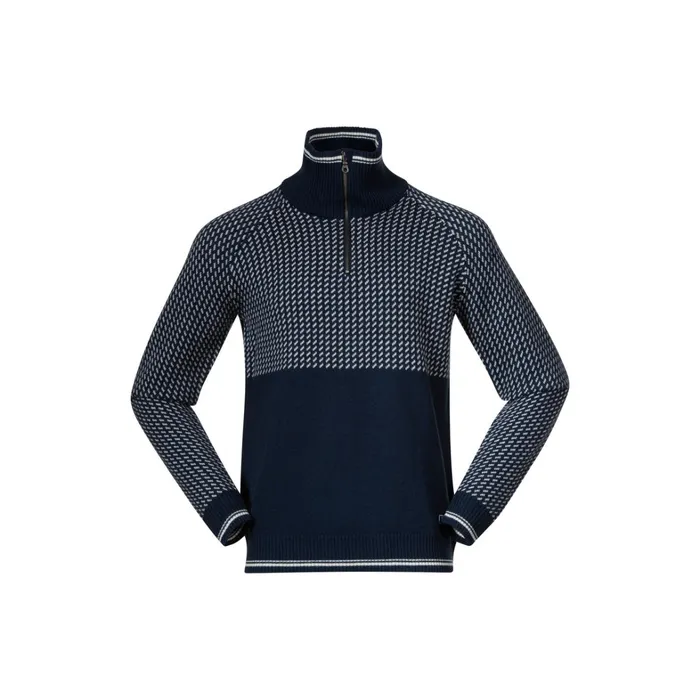Bergans Of Norway Jumpers And Long Sleeves Alvdal Wool Half Zip Navy Vanilla White 8211 Men