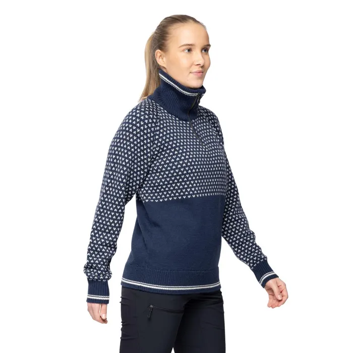 Bergans Of Norway Jumpers And Long Sleeves Alvdal Wool W Half Zip Navy Vanilla White 8211 Women