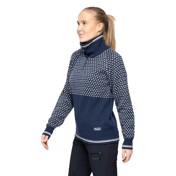 Bergans Of Norway Jumpers And Long Sleeves Alvdal Wool W Half Zip Navy Vanilla White 8211 Women