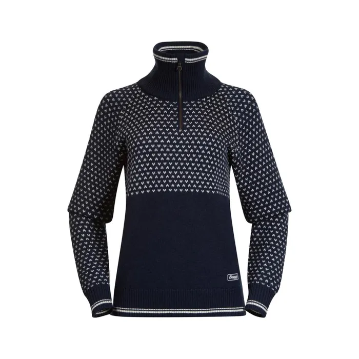 Bergans Of Norway Jumpers And Long Sleeves Alvdal Wool W Half Zip Navy Vanilla White 8211 Women
