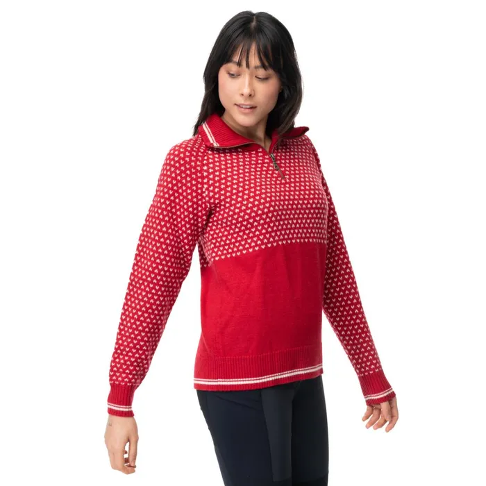 Bergans Of Norway Jumpers And Long Sleeves Alvdal Wool W Half Zip Red Vanilla White 8211 Women
