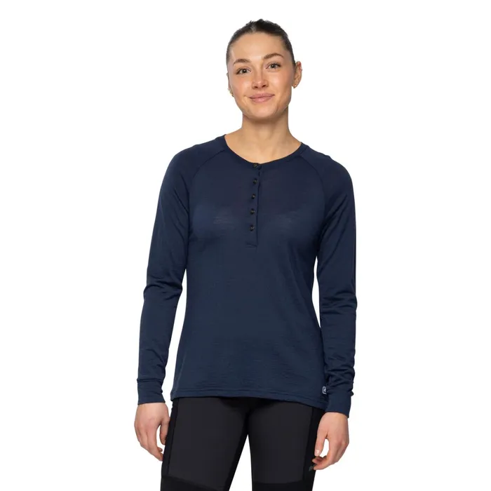 Bergans Of Norway Jumpers And Long Sleeves Lysebu Wool Henley Navy Blue 8211 Women