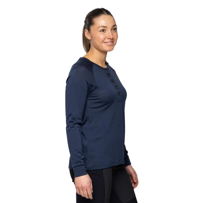 Bergans Of Norway Jumpers And Long Sleeves Lysebu Wool Henley Navy Blue 8211 Women