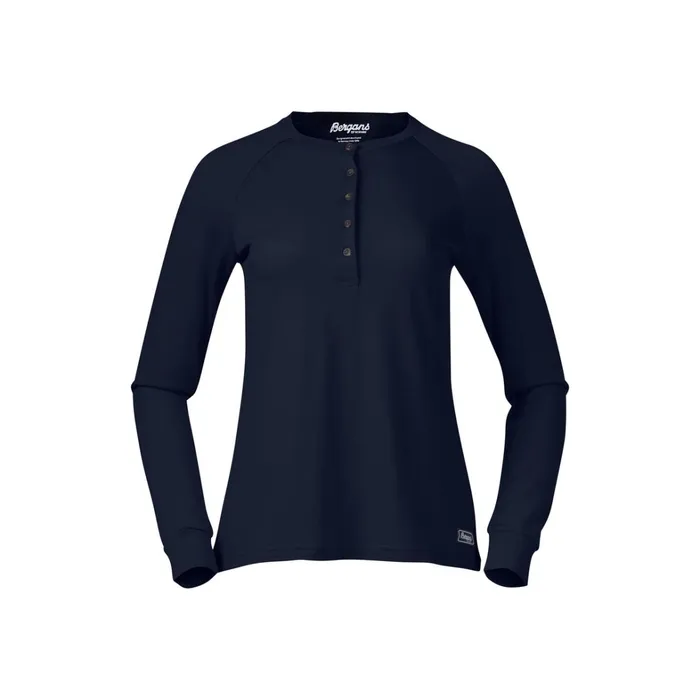 Bergans Of Norway Jumpers And Long Sleeves Lysebu Wool Henley Navy Blue 8211 Women