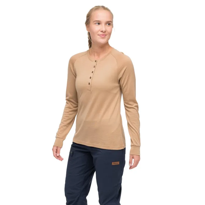 Bergans Of Norway Jumpers And Long Sleeves Lysebu Wool Henley Warm Sand 8211 Women