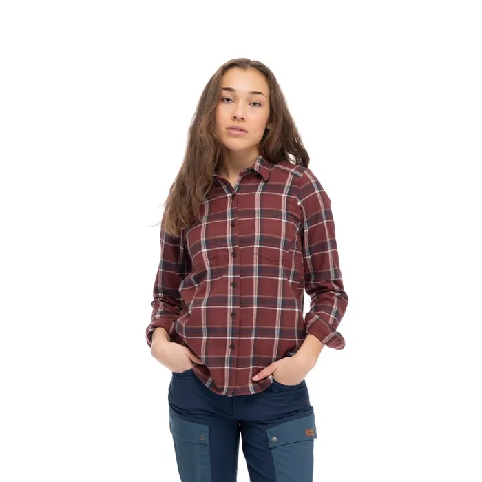 Bergans Of Norway Shirts Tovdal W Shirt Amarone Red Dark Shadow Grey Check 8211 Women