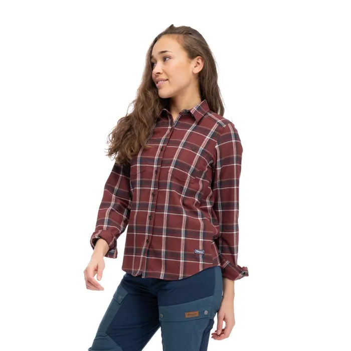 Bergans Of Norway Shirts Tovdal W Shirt Amarone Red Dark Shadow Grey Check 8211 Women