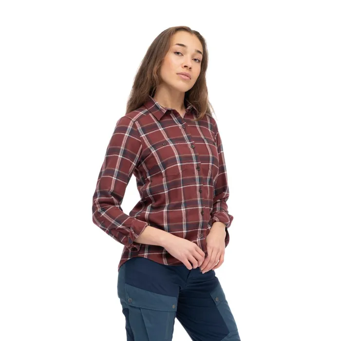 Bergans Of Norway Shirts Tovdal W Shirt Amarone Red Dark Shadow Grey Check 8211 Women