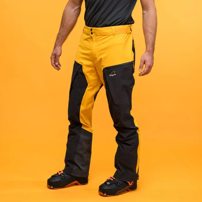 Bergans Of Norway Ski Pants Y Mountainline Hybrid Softshell Pants Mango Yellow Dark Shadow Grey 8211 Men