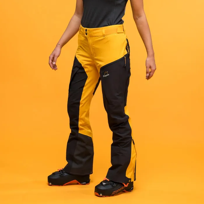 Bergans Of Norway Ski Pants Y Mountainline Hybrid Softshell Pants Mango Yellow Dark Shadow Grey 8211 Women