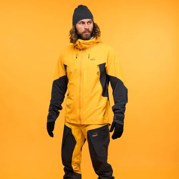 Bergans Of Norway Softshell Jackets Y Mountainline Hybrid Softshell Jacket Mango Yellow Dark Shadow Grey 8211 Men