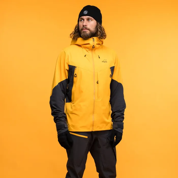 Bergans Of Norway Softshell Jackets Y Mountainline Hybrid Softshell Jacket Mango Yellow Dark Shadow Grey 8211 Men