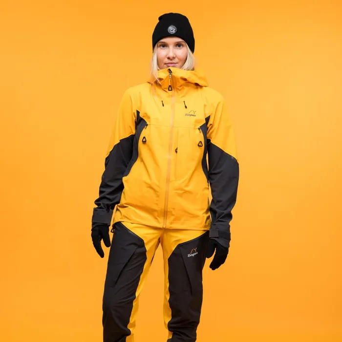 Bergans Of Norway Softshell Jackets Y Mountainline Hybrid Softshell Jacket Mango Yellow Dark Shadow Grey 8211 Women
