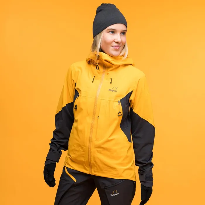 Bergans Of Norway Softshell Jackets Y Mountainline Hybrid Softshell Jacket Mango Yellow Dark Shadow Grey 8211 Women