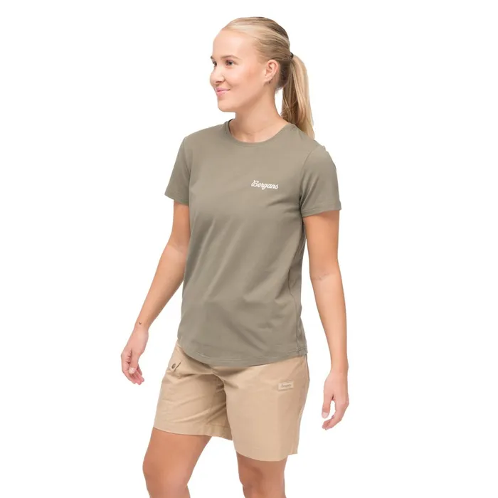 Bergans Of Norway TShirts Nordmarka Organic Cotton Print Tee Green Mud 8211 Women