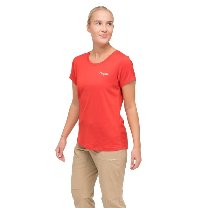 Bergans Of Norway TShirts Rabot Emblem Wool Tee Fire Red 8211 Women