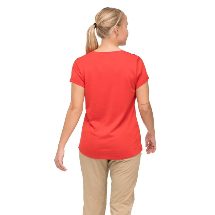 Bergans Of Norway TShirts Rabot Emblem Wool Tee Fire Red 8211 Women