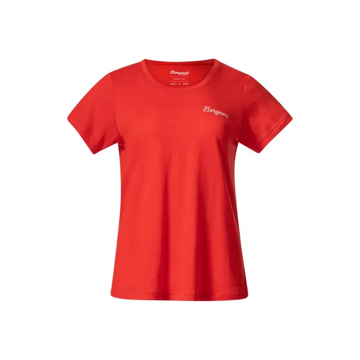 Bergans Of Norway TShirts Rabot Emblem Wool Tee Fire Red 8211 Women