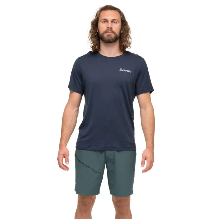 Bergans Of Norway TShirts Rabot Emblem Wool Tee Navy Blue 8211 Men