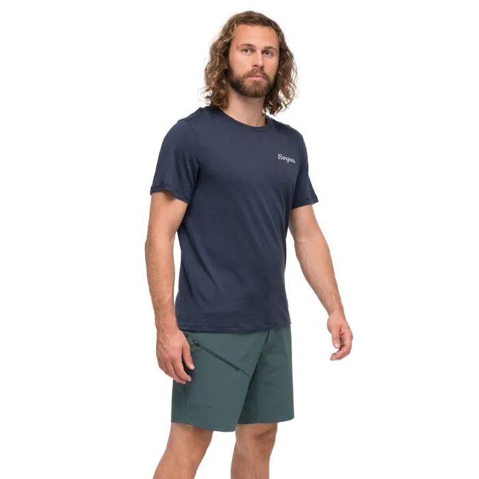 Bergans Of Norway TShirts Rabot Emblem Wool Tee Navy Blue 8211 Men