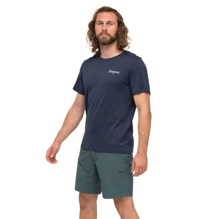 Bergans Of Norway TShirts Rabot Emblem Wool Tee Navy Blue 8211 Men
