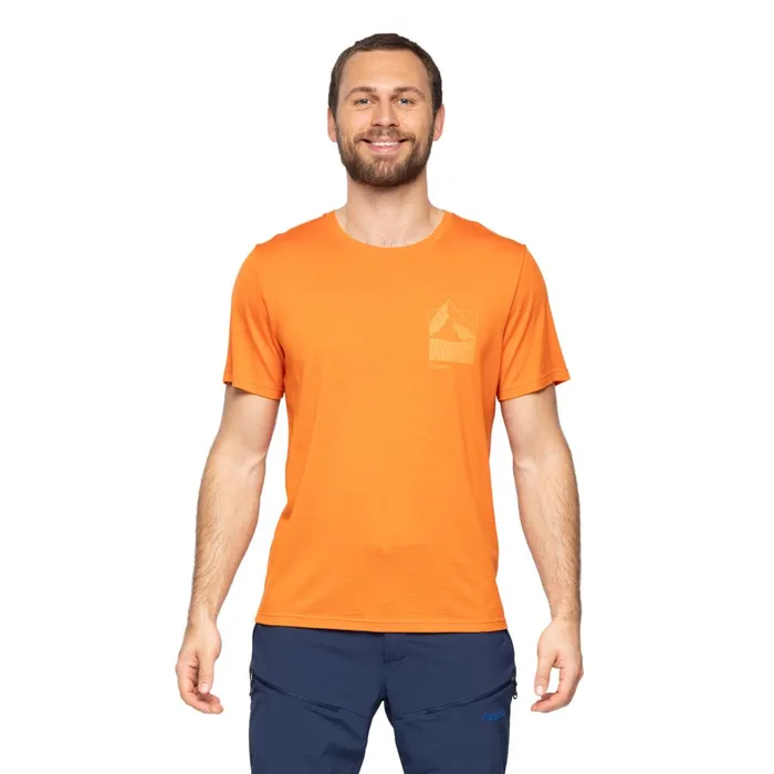 Bergans Of Norway TShirts Rabot Mount Wool Tee Alert Orange 8211 Men