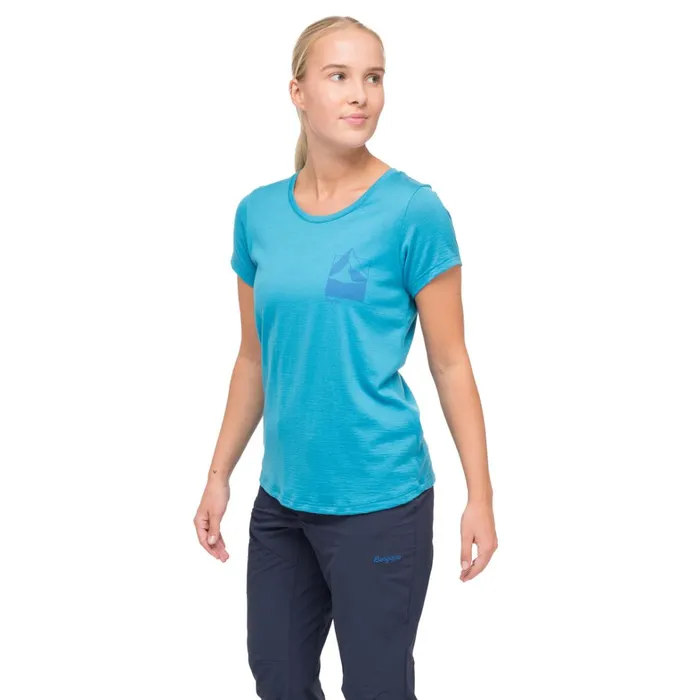 Bergans Of Norway TShirts Rabot Mount Wool Tee Aqua Lagoon 8211 Women