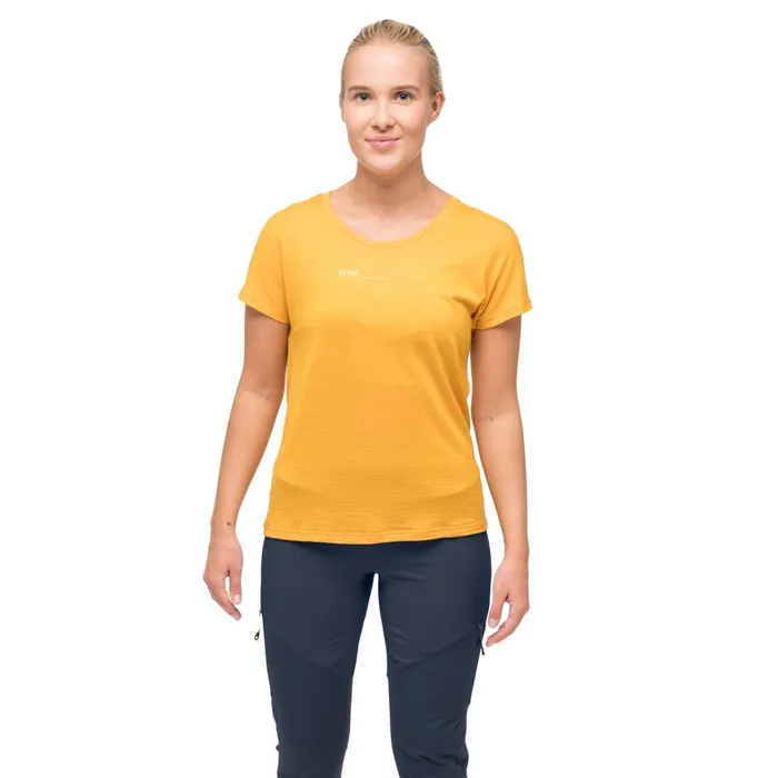 Bergans Of Norway TShirts Tind Crux Merino Tee Marigold Yellow Buttercup Yellow Moon Peak 8211 Women